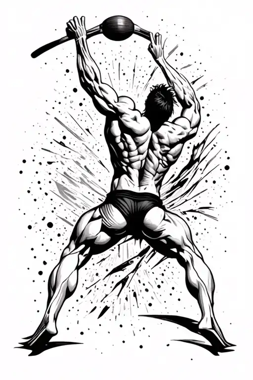 sports, bodybuilding, calisthenics, action, movement, agility, strength, determination tattoo design idea