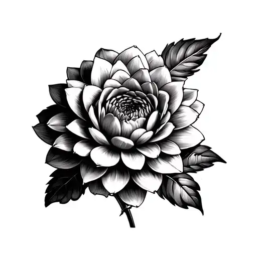 dahlia flower, Tudor rose, water lily tattoo design idea