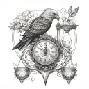 Chronos Kairos hourglass clock Eagle tattoo design idea