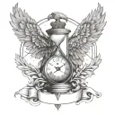 Chronos Kairos hourglass clock Eagle tattoo design idea