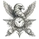 Chronos Kairos hourglass clock Eagle tattoo design idea