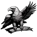 bald eagle perched tattoo design idea