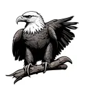 bald eagle perched tattoo design idea