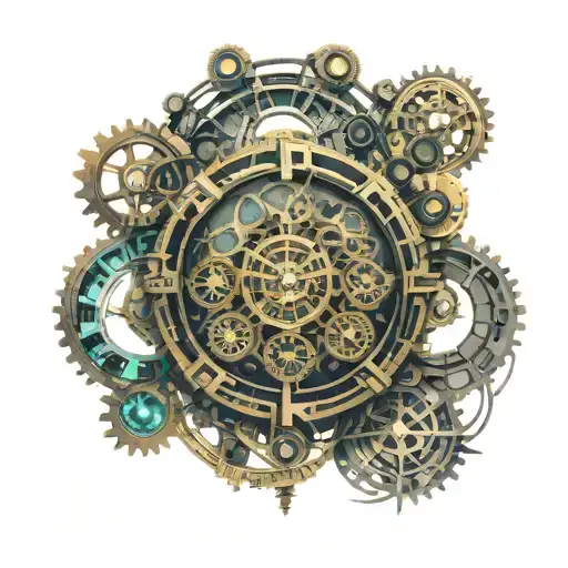 3 steampunk clock future past present tattoo design idea