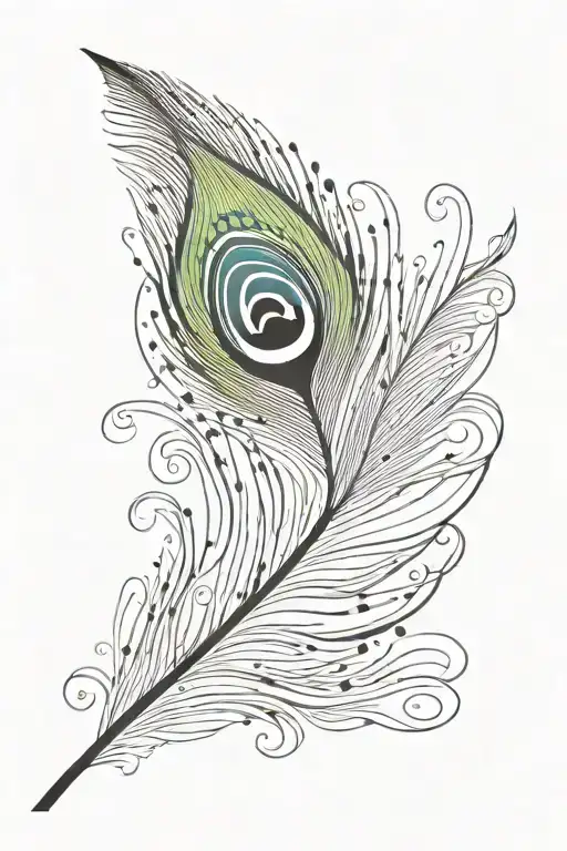 Colourful peacock feather tattoo design idea