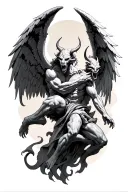 angel fighting demon tattoo design idea
