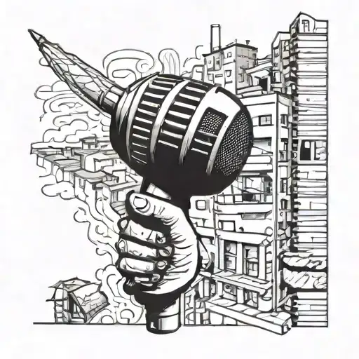 brazil favela holding hip hop microphone tattoo design idea