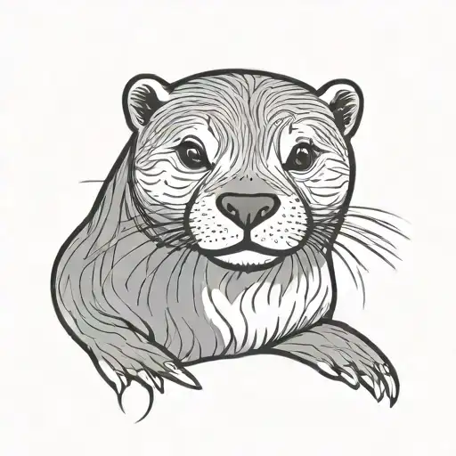 line art minimalist simple otter tattoo tattoo design idea