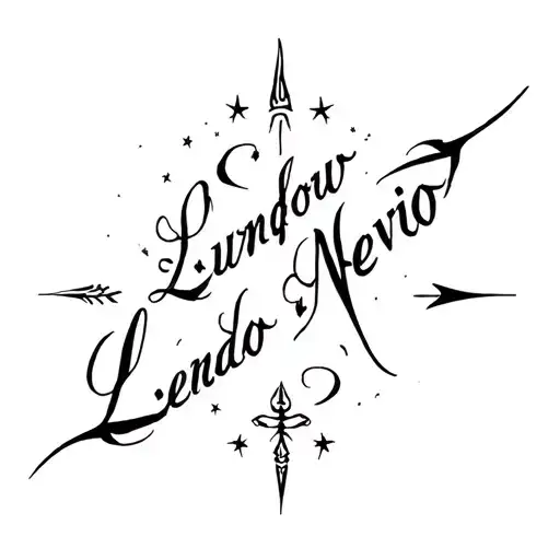 Name Leandro and Nevio in Calligraphy Scripture and in the background the star symbols of Jungfrau and Scorpion tattoo design idea