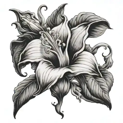 angel trumpet flower tattoo design idea