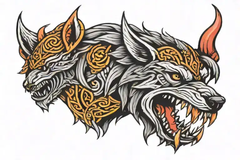 Viking wolf tattoo design idea