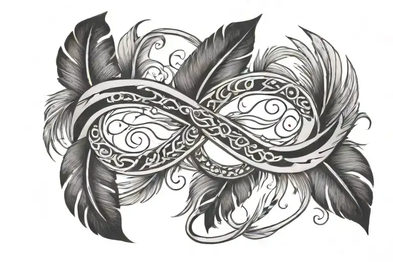 infinity sign feathers  tattoo design idea