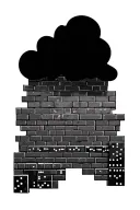 Cloud and brick wall and dominos tattoo design idea