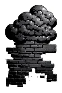 Cloud and brick wall and dominos tattoo design idea