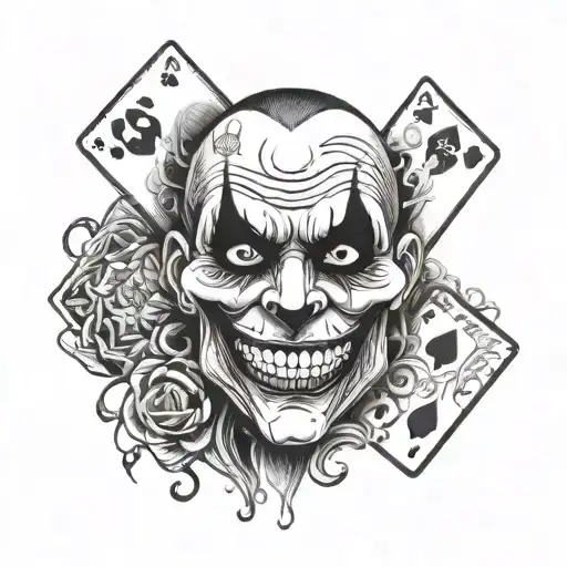 joker card whit 999 at the bodem conner and 666 at the top tattoo design idea