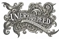 using an old western font, the word "UNREPRESENTED" in a slightly curved way (for putting on shoulder)  tattoo design idea
