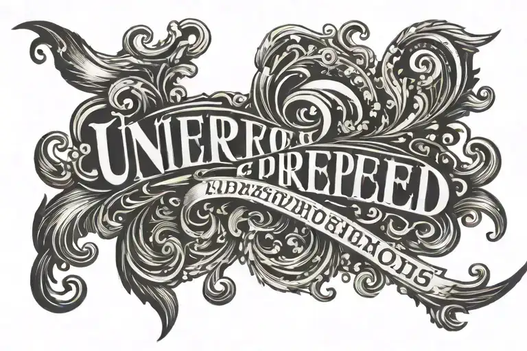 using an old western font, the word "UNREPRESENTED" in a slightly curved way (for putting on shoulder)  tattoo design idea