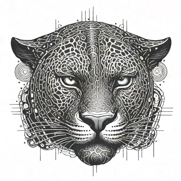 Panther cyberpunk with blood tattoo design idea