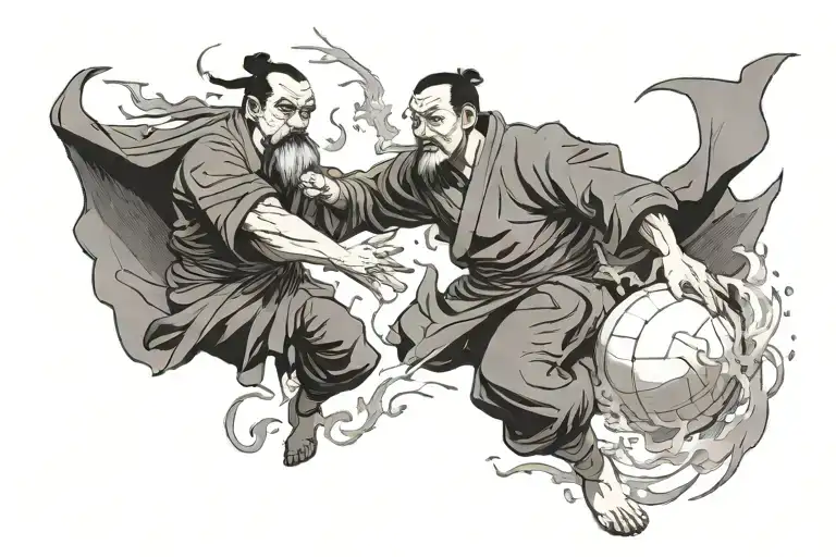 Iroh and Zuko playing catch with a fireball tattoo design idea