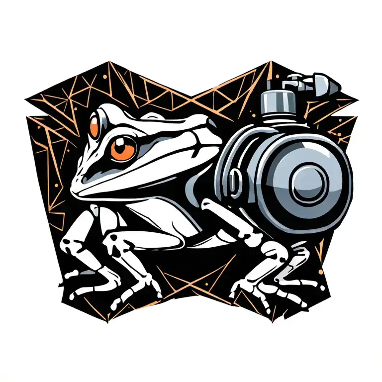 bone frog with scuba tank tattoo design idea