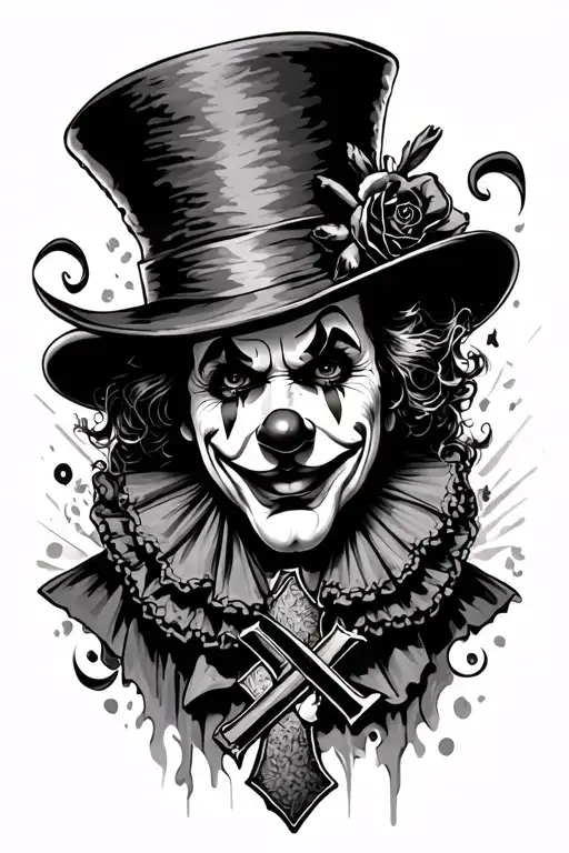 art the clown cross with the mad hatter  tattoo design idea