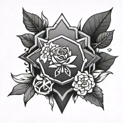 sombra's logo from overwatch in nature and flower  tattoo design idea