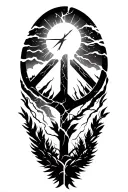 peace and lightining storm and time and nature tattoo design idea