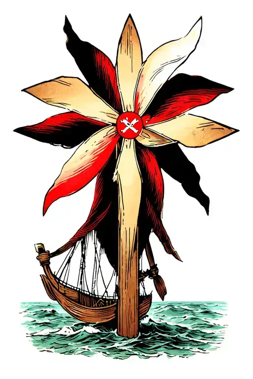pirate pinwheel christian cross tattoo design idea