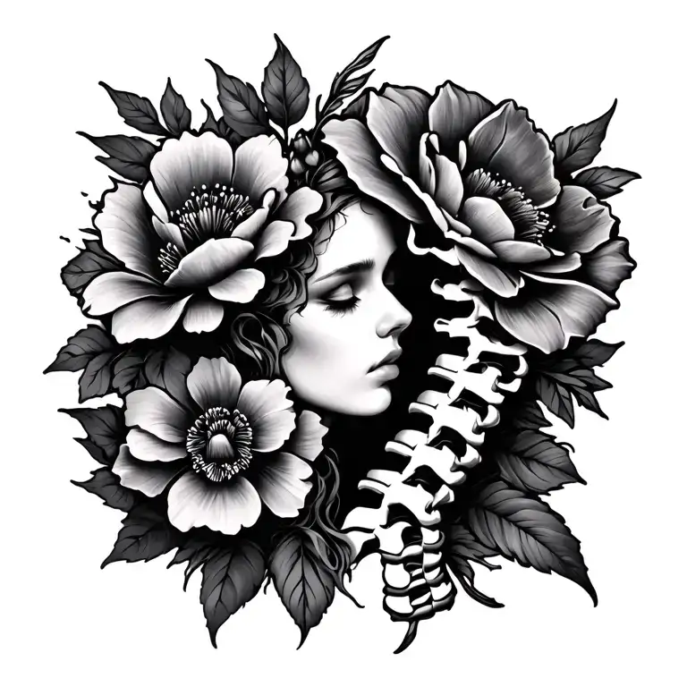 everything happens for a reason spine tattoo with flowers tattoo design idea