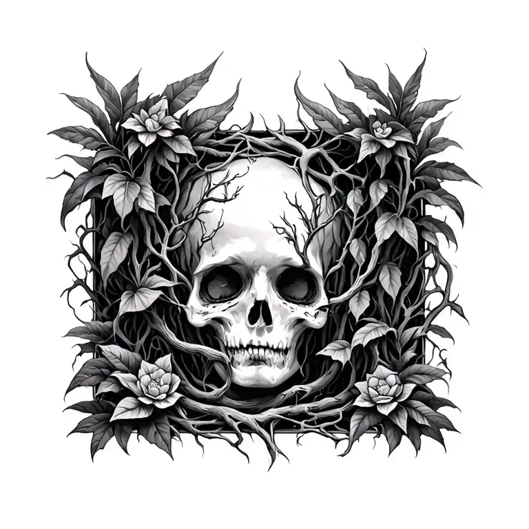 gothic vines jungle setting tattoo design idea