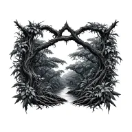 gothic vines jungle setting tattoo design idea