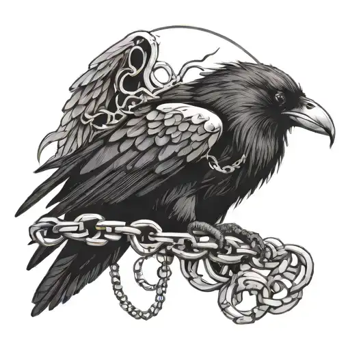 a black raven with chains on its wings and being in the Delta symbol. In one place the symbol is destroyed and does not  tattoo design idea