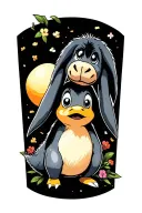 psyduck and eeyore covering sadness tattoo design idea