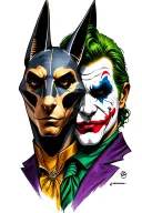 Anubis and the Joker Face realistic tattoo design idea