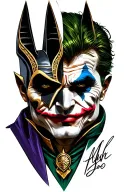 Anubis and the Joker Face realistic tattoo design idea