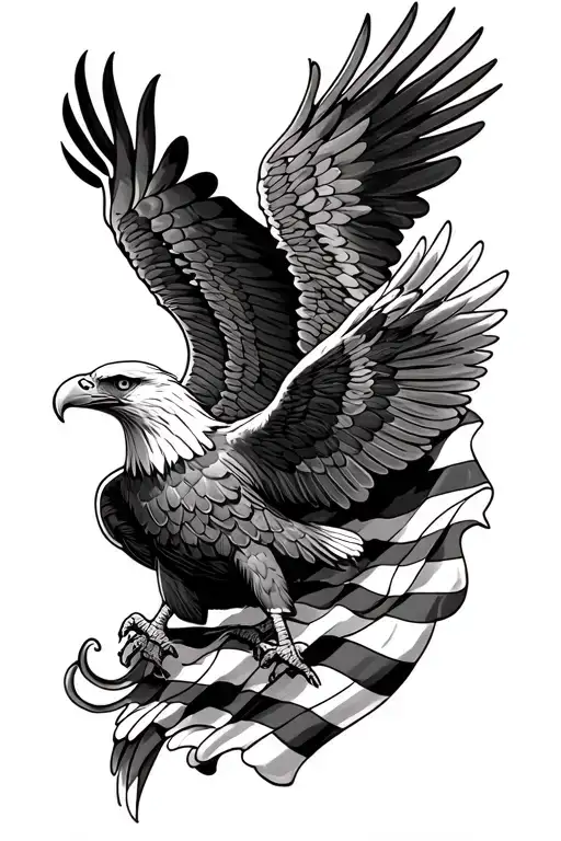 eagle and American flag tattoo design idea