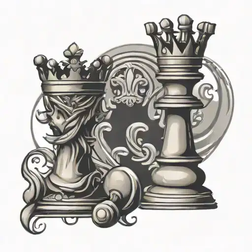 chess king and queen chess pieces tattoo design idea