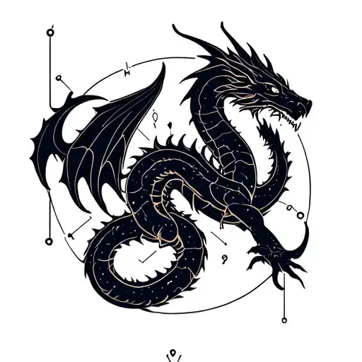 Ophiuchus constellation, surrounding the serpent bearer, a dragon silhouette tattoo design idea