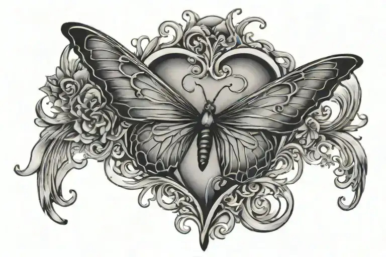 heart beat, butterfly with semi colon incorporated tattoo design idea
