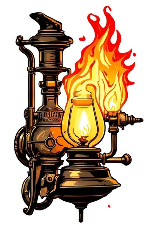 "Firelight Tattoo & Piercing" "Firelight Tattoo & Piercing" oil lamp with tattoo gun tattoo design idea