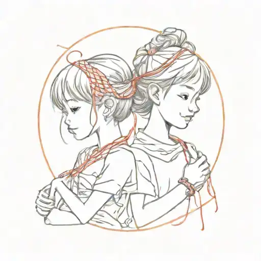 red string tattoo siblings tattoo design idea