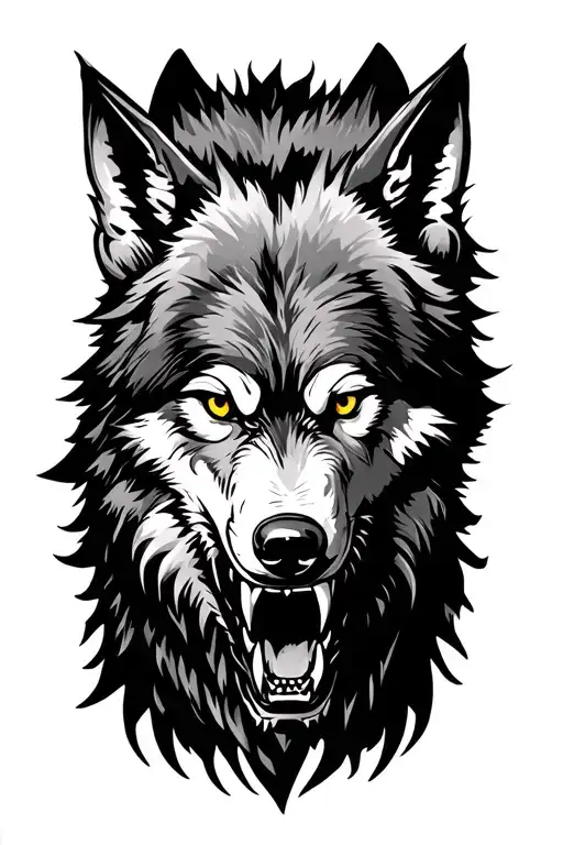 3 wolf heads growl Aggressive Defending Powerful tattoo design idea