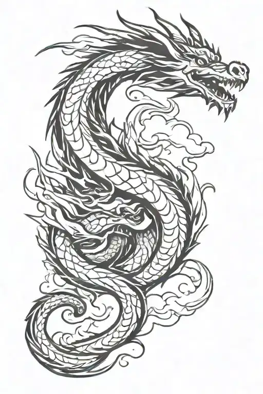 Dragon with cloud shading tattoo design idea