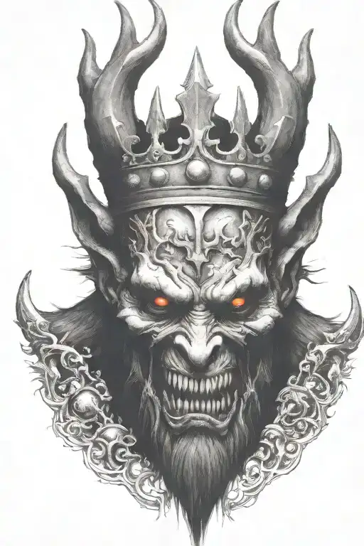 demon with crown tattoo design idea