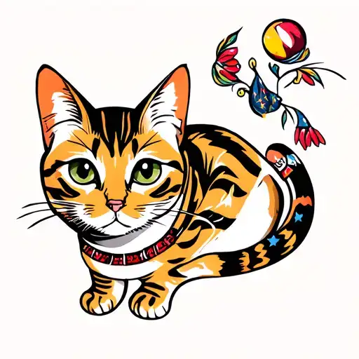 Space Bengal cat tattoo design idea