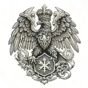 Cossack piercing a double-headed eagle with a trident tattoo design idea