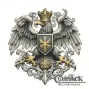 Cossack piercing a double-headed eagle with a trident tattoo design idea