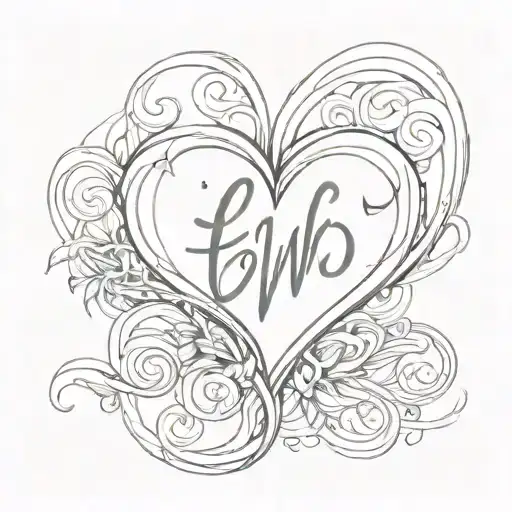 A sketch tattoo of a flowy heart intertwined with the word 'empowerment', representing the client's advocacy for women in the workplace tattoo design idea
