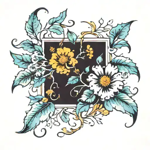 vines with marigold flowers tattoo design idea