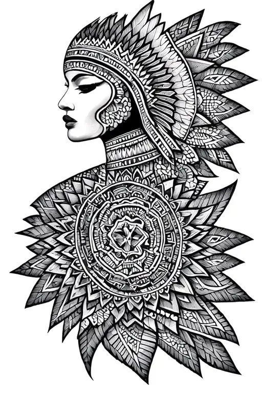 Geometric aztec tattoo design idea